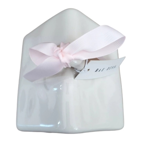 Rae Dunn Mama Bird Birdhouse w/Pink Ribbon & Two Bird Decals 5" D, 7.5" H, 5" W - Picture 3 of 7